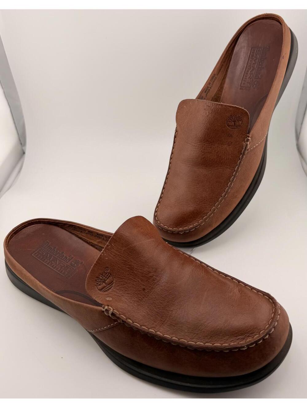 Timberland Brown Leather Slip-On Loafers Mules Men's 7.5M Casual